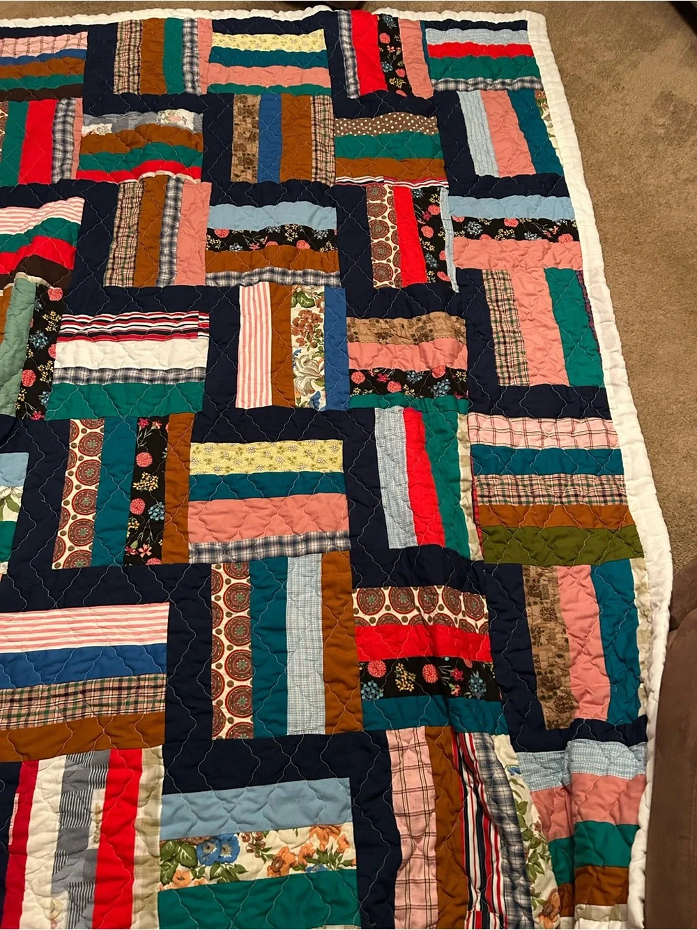 Handmade Multicolor Patchwork Quilt Blanket - Cozy Home Bedding 81x74